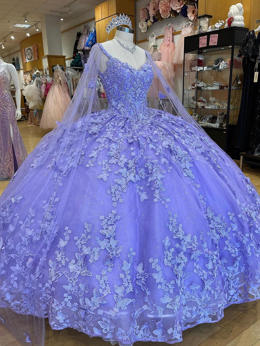 Sweetheart Long Sleeves Lavender Sweet 16 Quinceanera Dress with