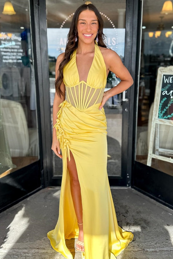 WU1130 - Wunderschönes schulterfreies ärmelloses Ball- und Partykleid mit Pailletten, hohem Seitenschlitz und Schleppe, Abendkleid, Cocktailkleid