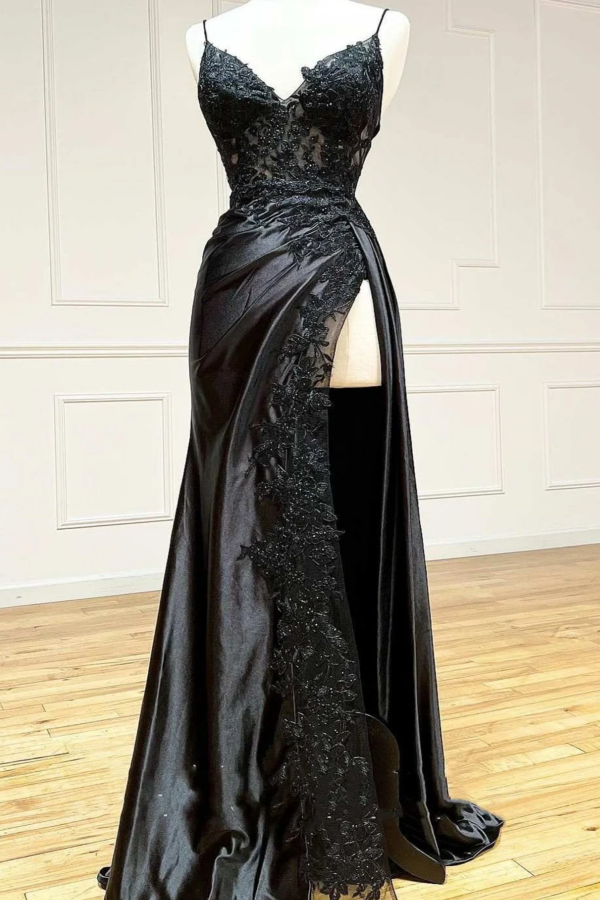 WU1130 - Wunderschönes schulterfreies ärmelloses Ball- und Partykleid mit Pailletten, hohem Seitenschlitz und Schleppe, Abendkleid, Cocktailkleid