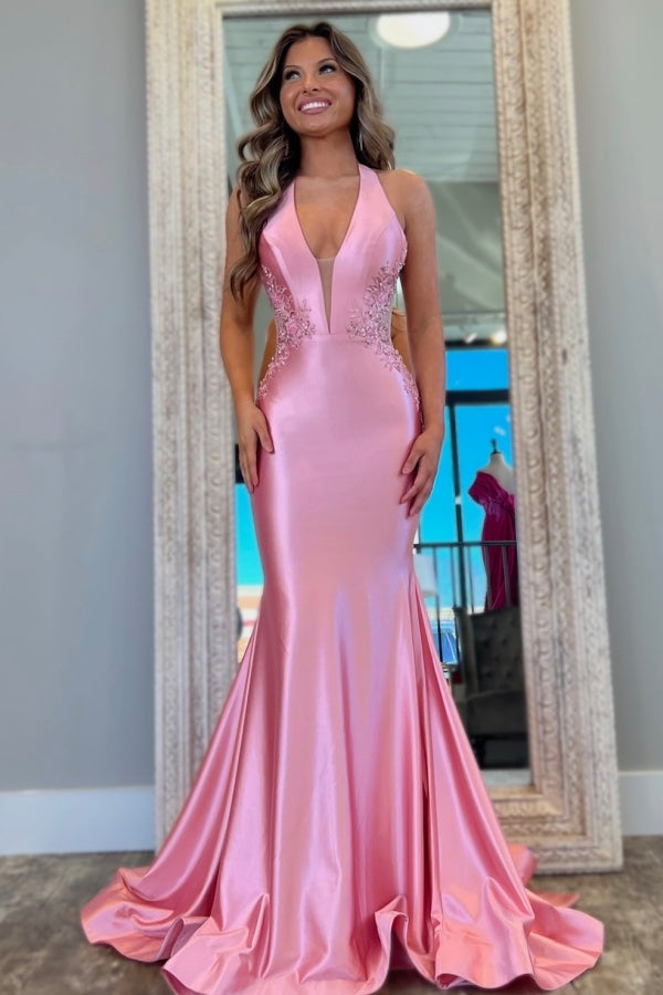 WU1130 - Wunderschönes schulterfreies ärmelloses Ball- und Partykleid mit Pailletten, hohem Seitenschlitz und Schleppe, Abendkleid, Cocktailkleid