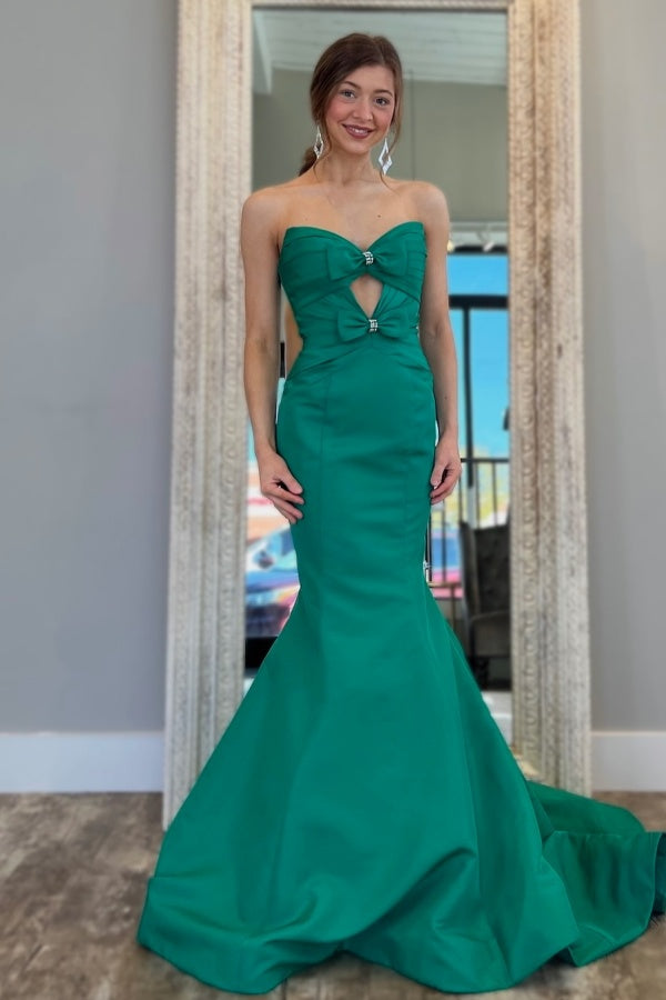 WU1130 - Wunderschönes schulterfreies ärmelloses Ball- und Partykleid mit Pailletten, hohem Seitenschlitz und Schleppe, Abendkleid, Cocktailkleid