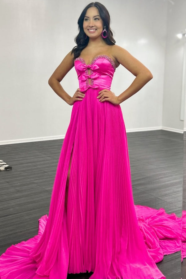 WU1130 - Wunderschönes schulterfreies ärmelloses Ball- und Partykleid mit Pailletten, hohem Seitenschlitz und Schleppe, Abendkleid, Cocktailkleid