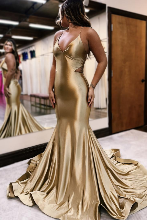 WU1130 - Wunderschönes schulterfreies ärmelloses Ball- und Partykleid mit Pailletten, hohem Seitenschlitz und Schleppe, Abendkleid, Cocktailkleid