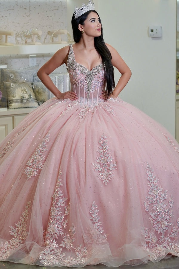 WQ1450 - Vestido de fiesta sin tirantes, sin mangas, con cuentas, volantes, lentejuelas, tul, capas, tul brillante, vestido de quinceañera, vestido de fiesta de cumpleaños, vestido formal de noche para dulces 16