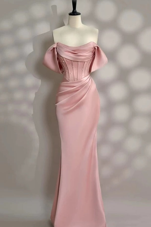 WU1455 - Vestido de fiesta sencillo e informal, con escote en V, sin mangas, plisado, abertura lateral alta y cola, con cremallera en la espalda, para dama de honor y cóctel.