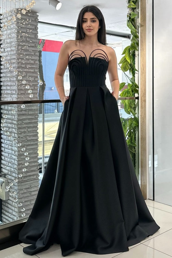 A-Line Strapless Prom Dress with Pocket WU1512