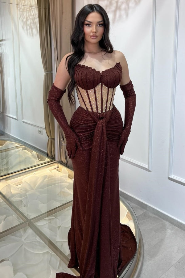 Mermaid Strapless Beaded Prom Dress WU1514