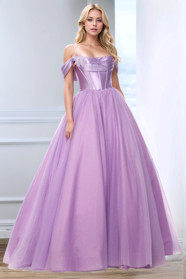 WU1130 - Wunderschönes schulterfreies ärmelloses Ball- und Partykleid mit Pailletten, hohem Seitenschlitz und Schleppe, Abendkleid, Cocktailkleid