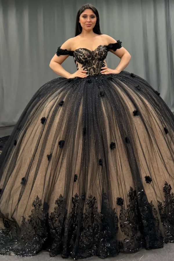 WQ1450 - Vestido de fiesta sin tirantes, sin mangas, con cuentas, volantes, lentejuelas, tul, capas, tul brillante, vestido de quinceañera, vestido de fiesta de cumpleaños, vestido formal de noche para dulces 16