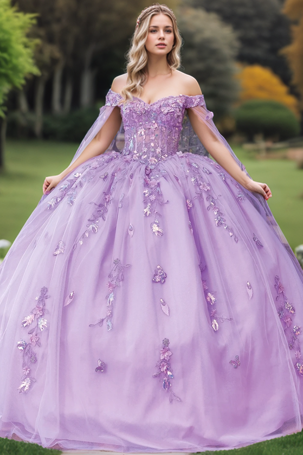 Robes longues de Quinceanera pour femmes, Corset sans bretelles avec appliques florales, robe de bal en Tulle perlé