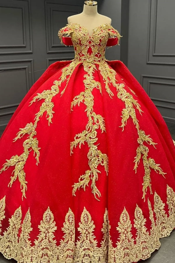 Langes Quinceanera-Kleid mit Herzausschnitt für Damen, trägerloses Korsett mit Blumenapplikationen, Perlenbesetztes Tüll-Ballkleid 