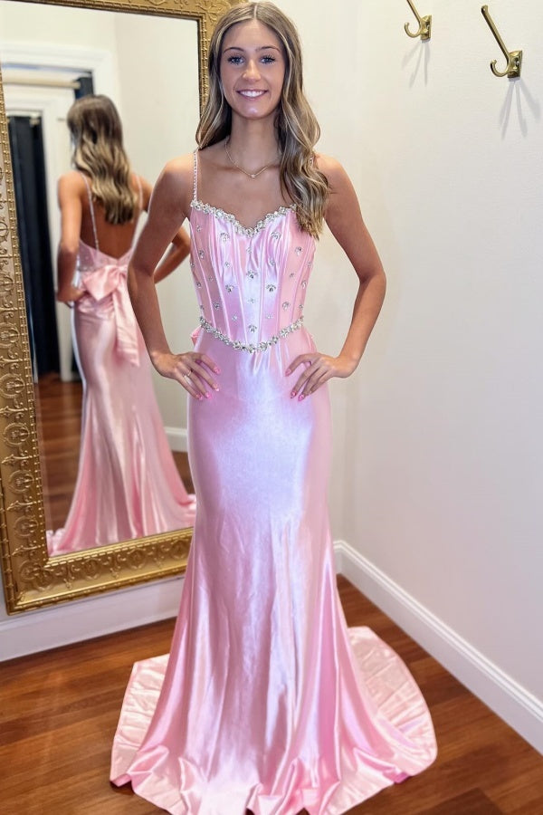 WU1130 - Wunderschönes schulterfreies ärmelloses Ball- und Partykleid mit Pailletten, hohem Seitenschlitz und Schleppe, Abendkleid, Cocktailkleid