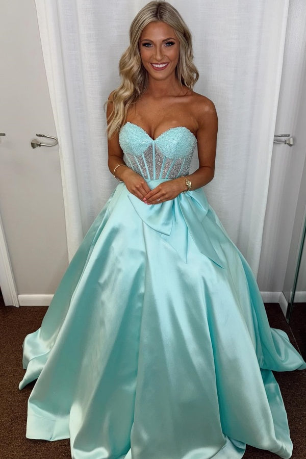 WU1130 - Wunderschönes schulterfreies ärmelloses Ball- und Partykleid mit Pailletten, hohem Seitenschlitz und Schleppe, Abendkleid, Cocktailkleid