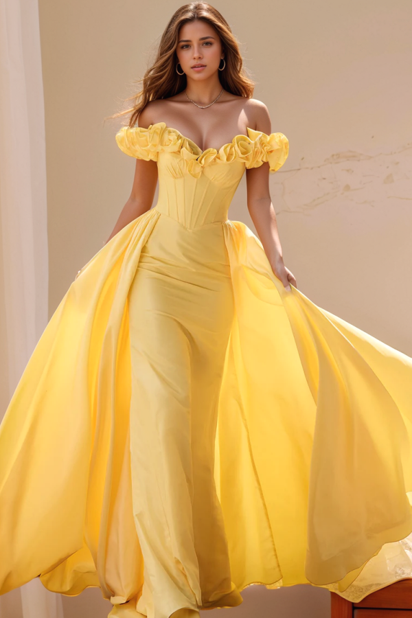 WU1130 - Wunderschönes schulterfreies ärmelloses Ball- und Partykleid mit Pailletten, hohem Seitenschlitz und Schleppe, Abendkleid, Cocktailkleid