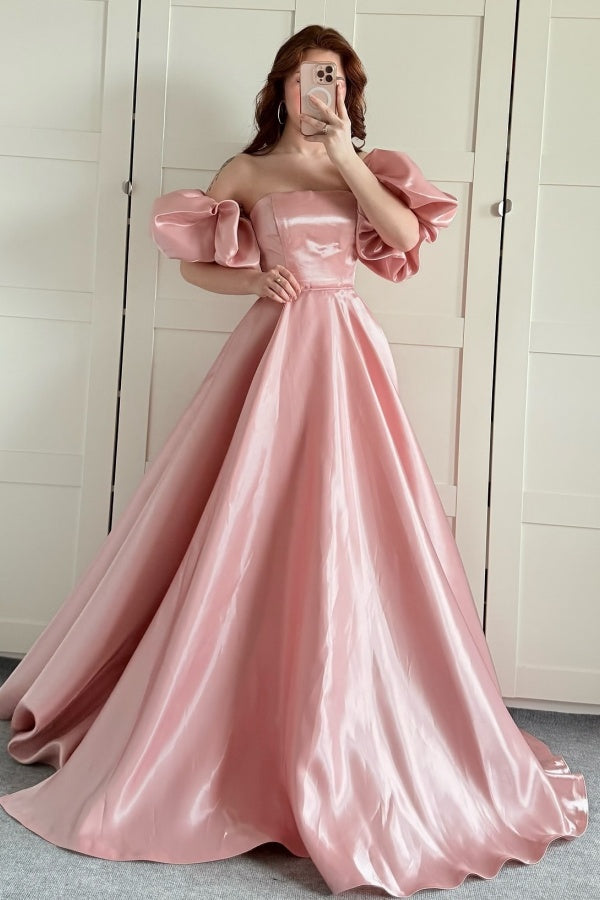 WU1130 - Wunderschönes schulterfreies ärmelloses Ball- und Partykleid mit Pailletten, hohem Seitenschlitz und Schleppe, Abendkleid, Cocktailkleid