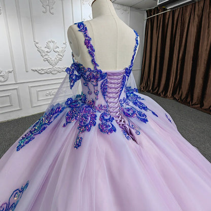 Purple Quinceanera Dresses Sequined Ball Gown Beaded Spaghetti Straps Sweetheart Bow Tiered Ruffles Sweet 16 Evening Party Dress