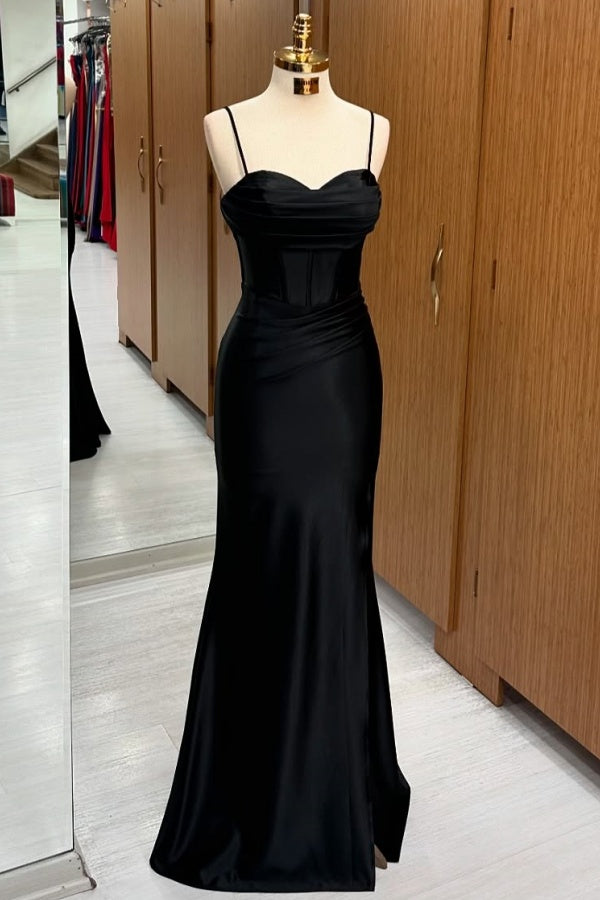 WU1130 - Wunderschönes schulterfreies ärmelloses Ball- und Partykleid mit Pailletten, hohem Seitenschlitz und Schleppe, Abendkleid, Cocktailkleid