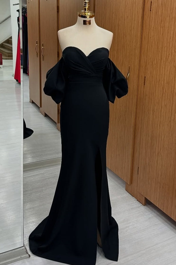 WU1455 - Vestido de fiesta sencillo e informal, con escote en V, sin mangas, plisado, abertura lateral alta y cola, con cremallera en la espalda, para dama de honor y cóctel.