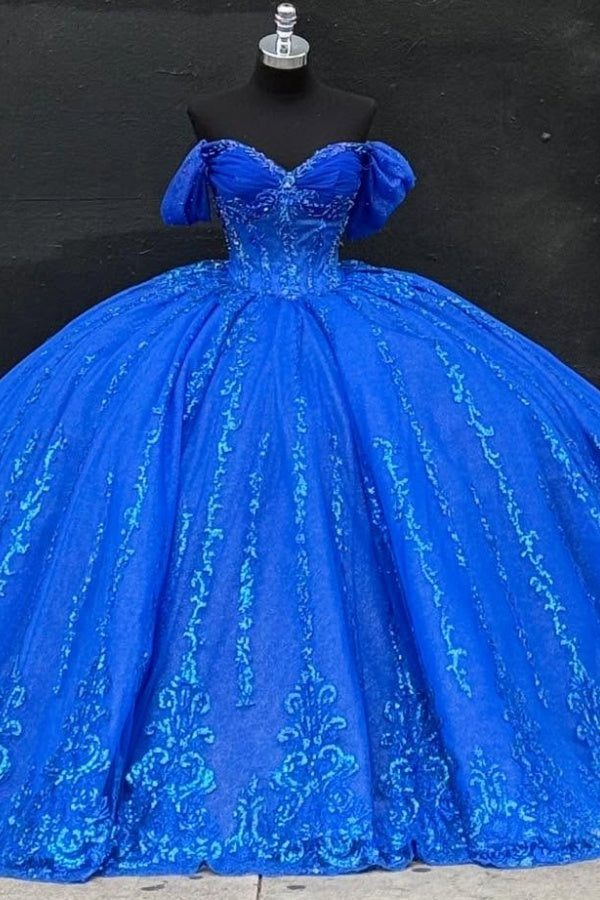 Langes Quinceanera-Kleid mit Herzausschnitt für Damen, trägerloses Korsett mit Blumenapplikationen, Perlenbesetztes Tüll-Ballkleid 