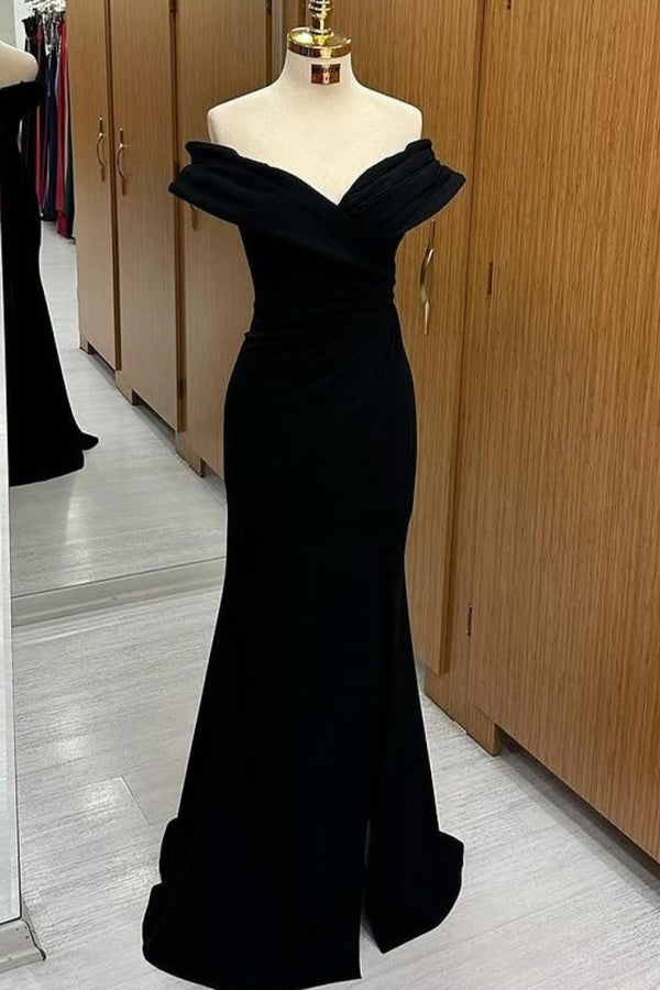 WU1455 - Vestido de fiesta sencillo e informal, con escote en V, sin mangas, plisado, abertura lateral alta y cola, con cremallera en la espalda, para dama de honor y cóctel.