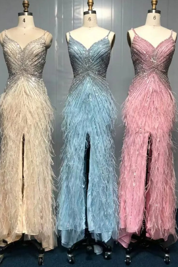 WU1130 - Wunderschönes schulterfreies ärmelloses Ball- und Partykleid mit Pailletten, hohem Seitenschlitz und Schleppe, Abendkleid, Cocktailkleid