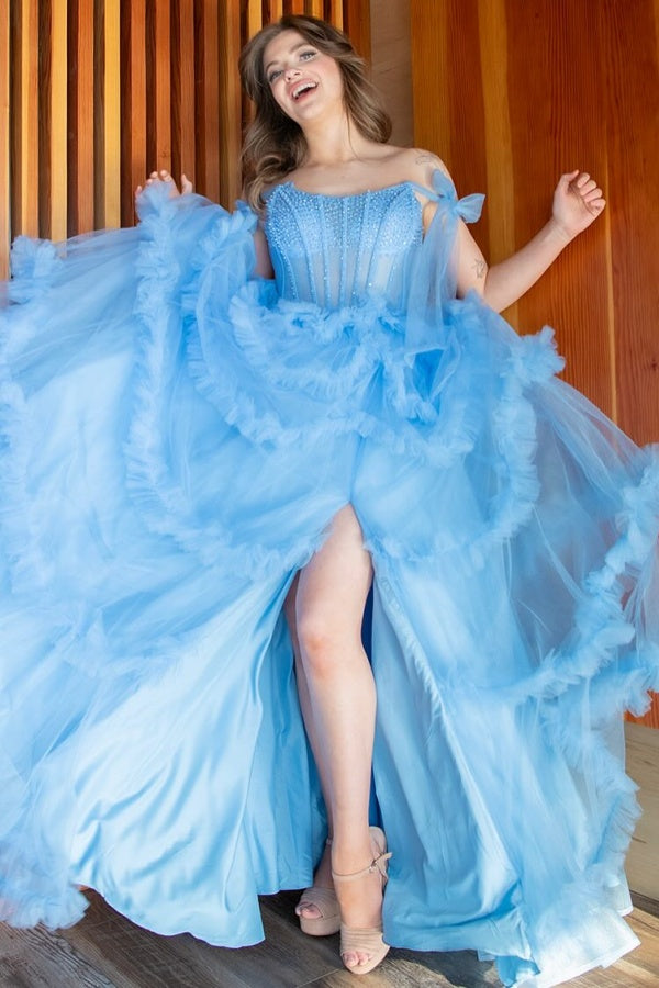 WU1455 - Vestido de fiesta sencillo e informal, con escote en V, sin mangas, plisado, abertura lateral alta y cola, con cremallera en la espalda, para dama de honor y cóctel.