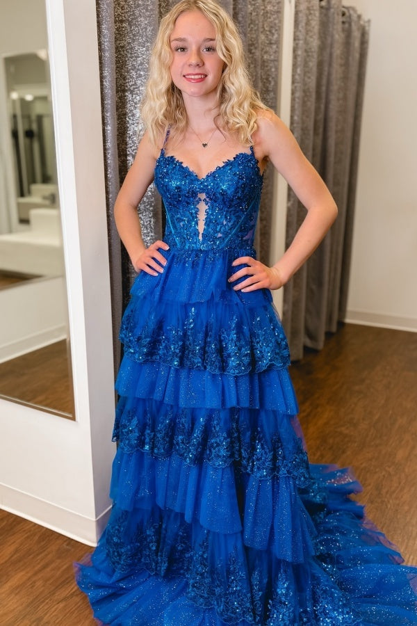 WU1130 - Wunderschönes schulterfreies ärmelloses Ball- und Partykleid mit Pailletten, hohem Seitenschlitz und Schleppe, Abendkleid, Cocktailkleid