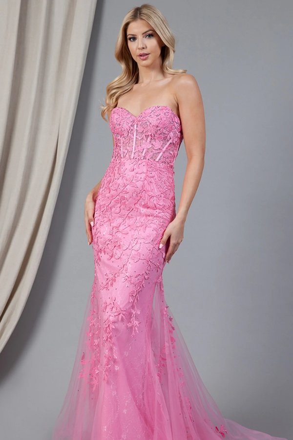 WU1102 - Wunderschönes und glamouröses Meerjungfrauen-Kleid, trägerlos, ärmellos, komplett mit Applikationen, Ball- und Partykleid mit überkreuzten Trägern, bodenlanges Abendkleid, formelles Cocktailkleid