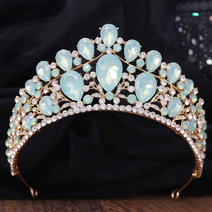 Sweet 16 Crown Blue Opal Crystal Homecoming Headband for Women Crystals Wedding Crown Headpieces Round Bridal Hair... From  main image 2
