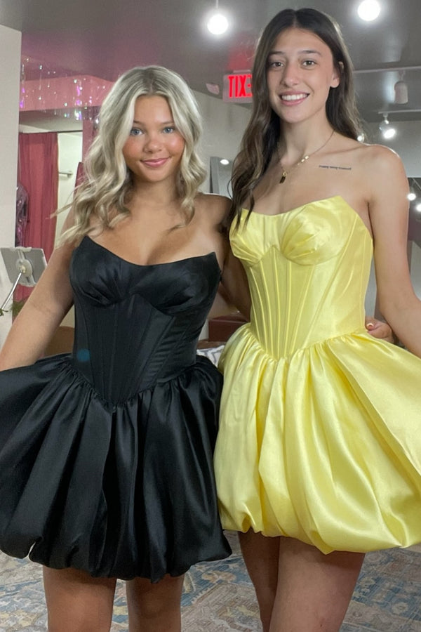 A-Line Strapless Sleeveless Pleated Back Zipper Homecoming Dress WH1112