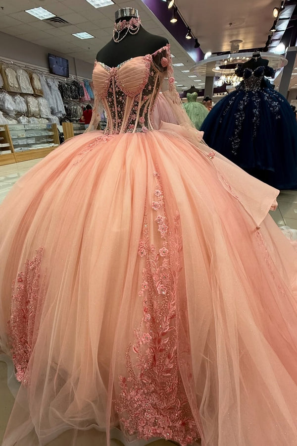 WQ1450 - Vestido de fiesta sin tirantes, sin mangas, con cuentas, volantes, lentejuelas, tul, capas, tul brillante, vestido de quinceañera, vestido de fiesta de cumpleaños, vestido formal de noche para dulces 16
