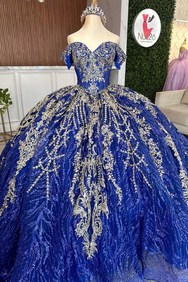Langes Quinceanera-Kleid mit Herzausschnitt für Damen, trägerloses Korsett mit Blumenapplikationen, Perlenbesetztes Tüll-Ballkleid 