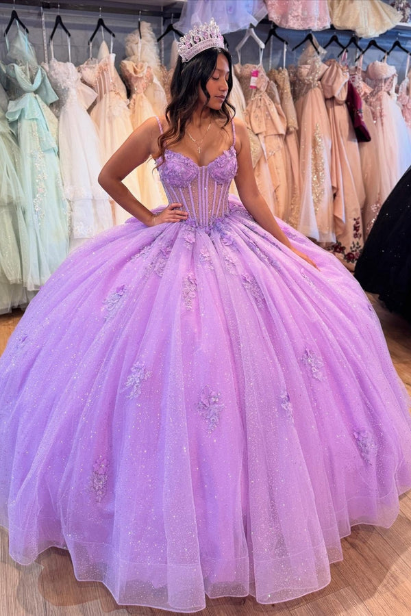 WQ1450 - Vestido de fiesta sin tirantes, sin mangas, con cuentas, volantes, lentejuelas, tul, capas, tul brillante, vestido de quinceañera, vestido de fiesta de cumpleaños, vestido formal de noche para dulces 16