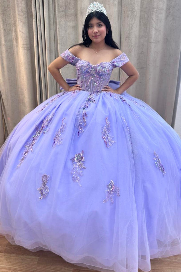 Langes Quinceanera-Kleid mit Herzausschnitt für Damen, trägerloses Korsett mit Blumenapplikationen, Perlenbesetztes Tüll-Ballkleid 