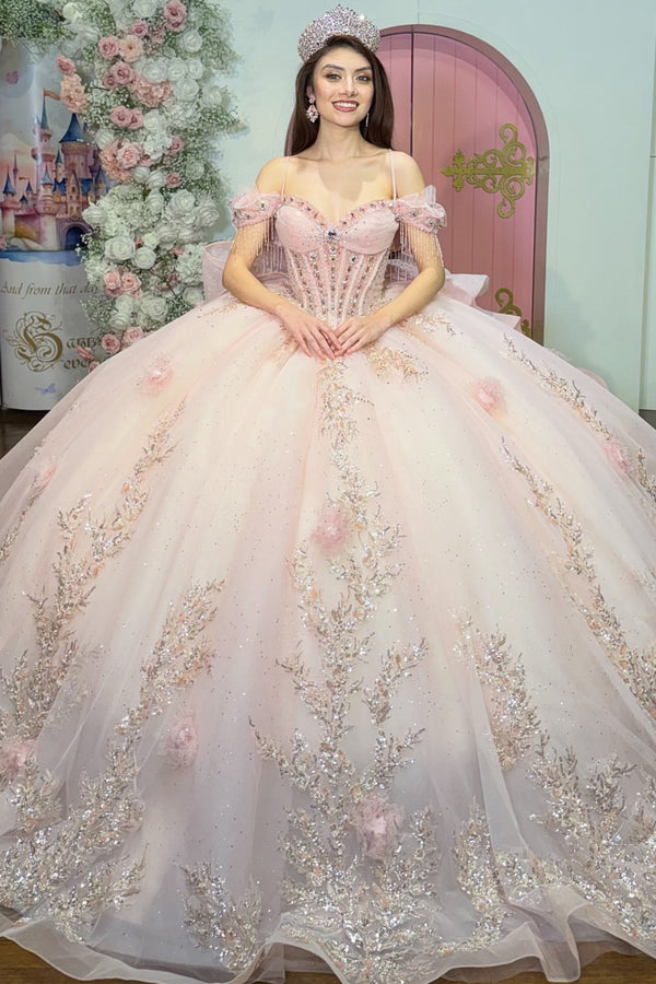 strapless open back dress Mexican Style Floral Flowers Quinceanera Dresses Off The Shoulder main image 0